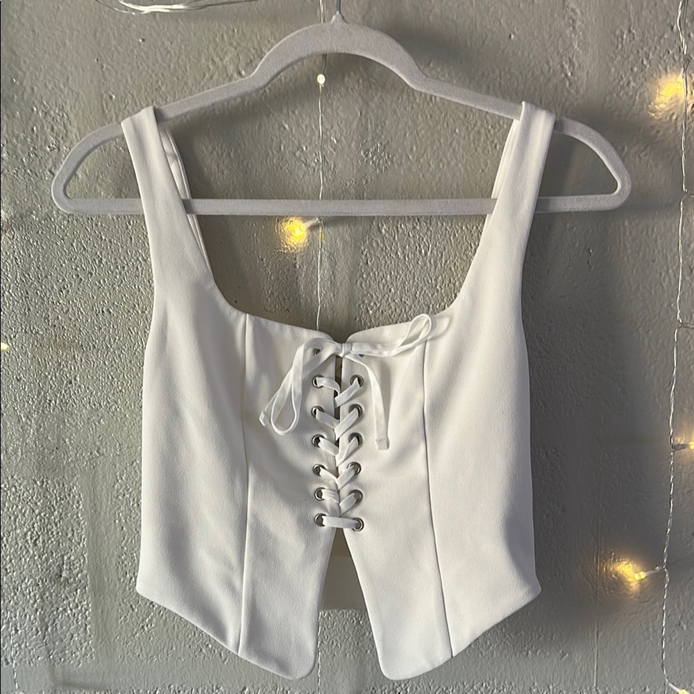 White Lace-Up Women's Top